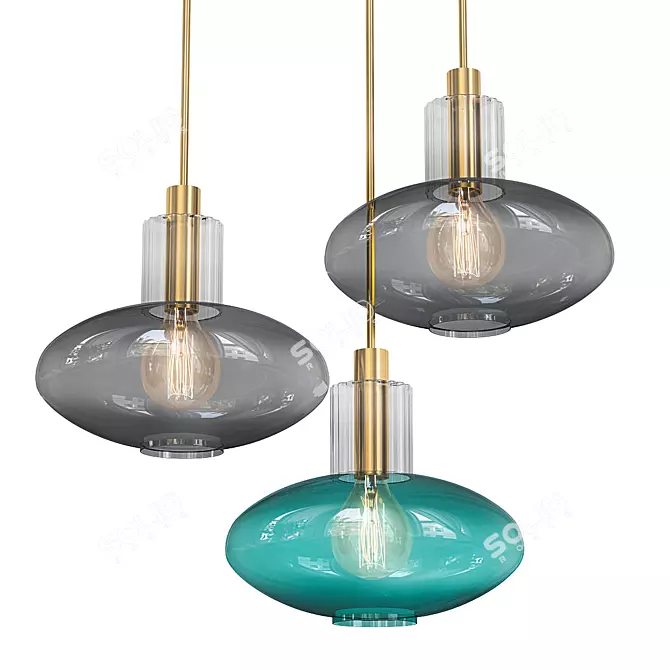 Fen Glass Retro 2: Modern Loft Style Pendant Light 3D model image 1