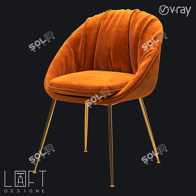 Stylish Metal and Fabric Chair 3D model image 1