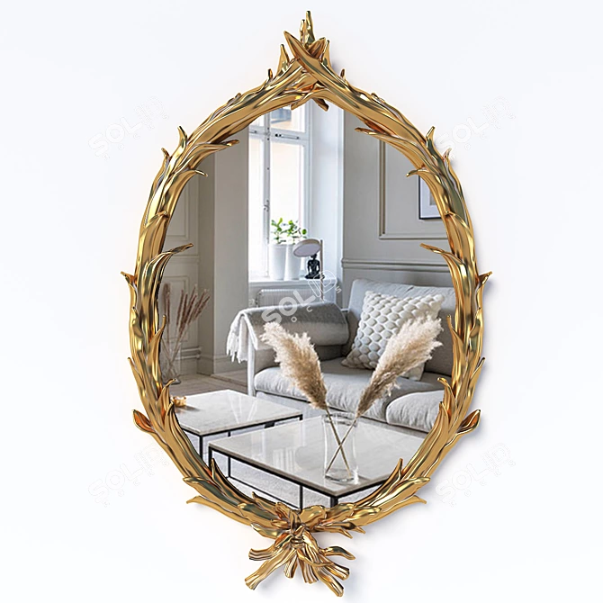 Golden Bua Wall Mirror 3D model image 1