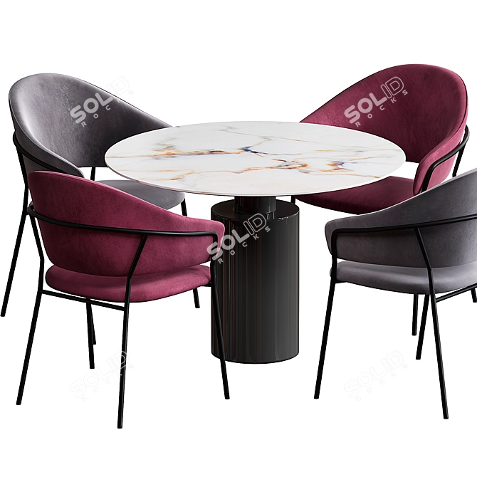 Sleek Jazz 3716 Dining Table 3D model image 2
