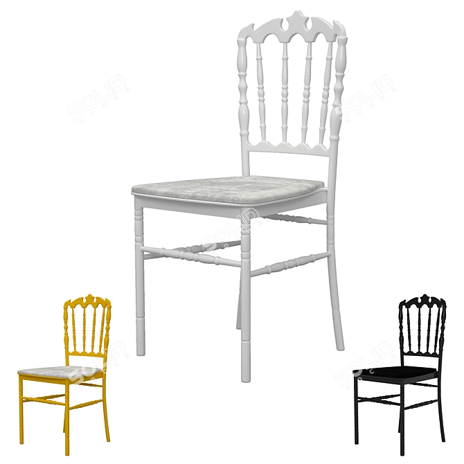 Elegant Tiffany Chair: White, Gold, Black 3D model image 1