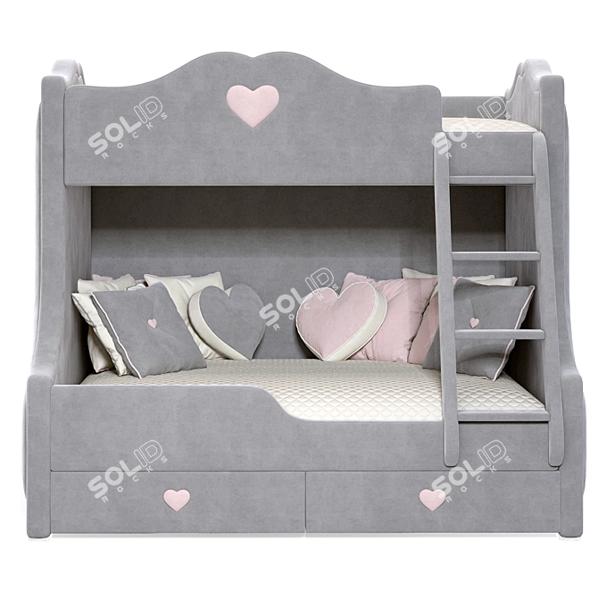 Sweet Heart Kids Bunk Bed 3D model image 2