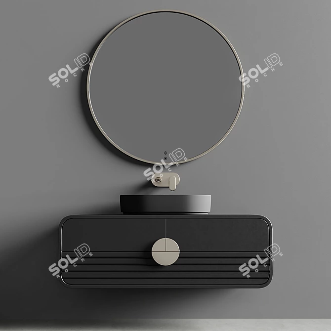 Sleek Oval Washbasin Set 3D model image 1