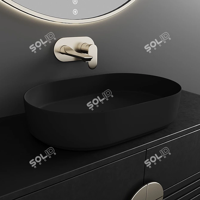 Sleek Oval Washbasin Set 3D model image 3