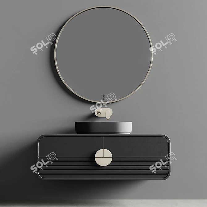 Sleek Oval Washbasin Set 3D model image 8