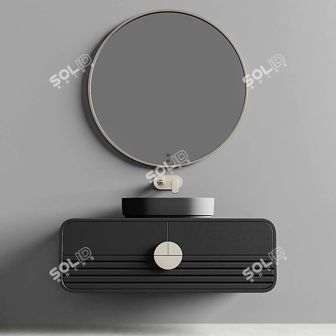 Sleek Oval Washbasin Set 3D model image 12