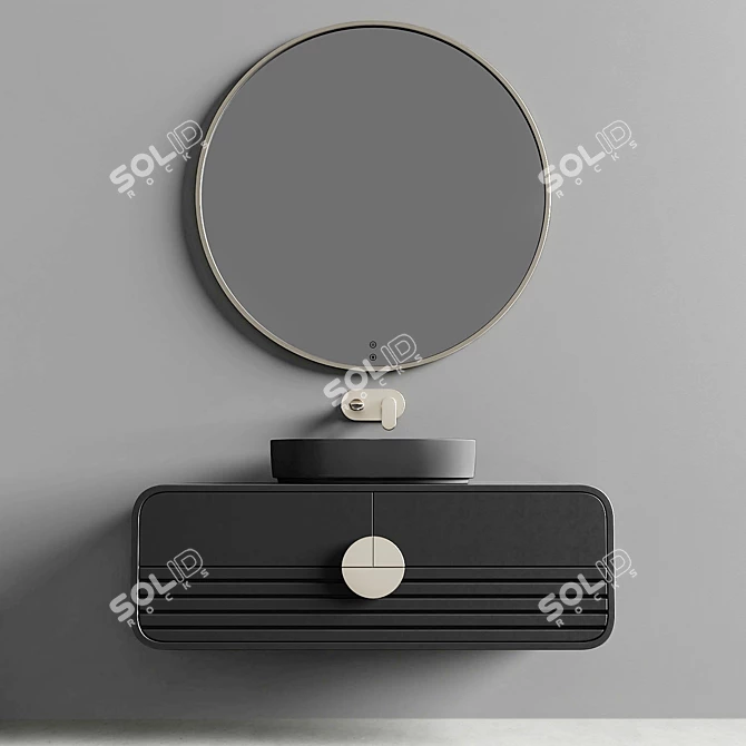 Sleek Oval Washbasin Set 3D model image 13