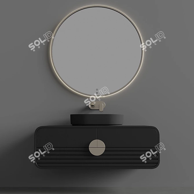 Sleek Oval Washbasin Set 3D model image 14