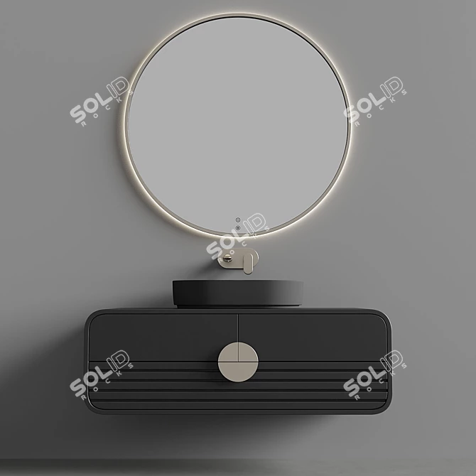 Sleek Oval Washbasin Set 3D model image 15