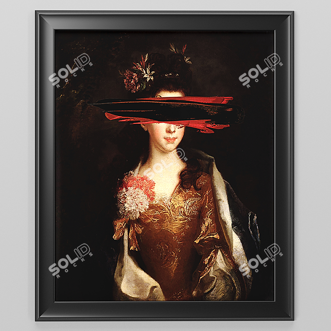 Spatula Black Canvas: Modern Art Framed 3D model image 1