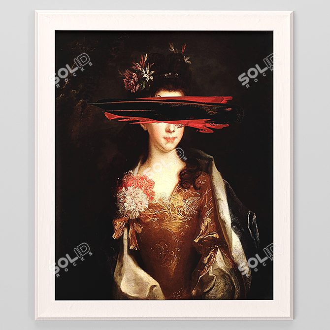 Spatula Black Canvas: Modern Art Framed 3D model image 4