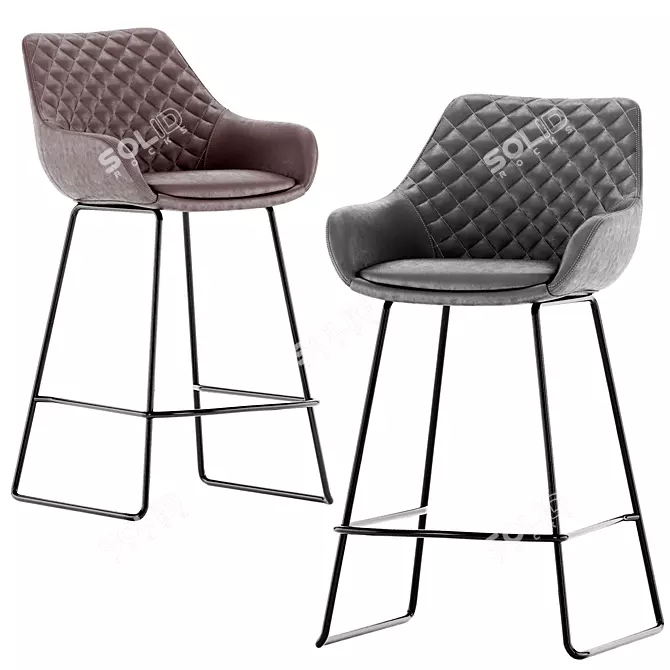 Sleek and Stylish Daniel Bar Stool 3D model image 1