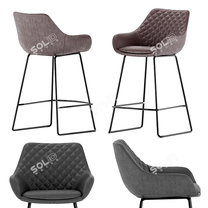 Sleek and Stylish Daniel Bar Stool 3D model image 3