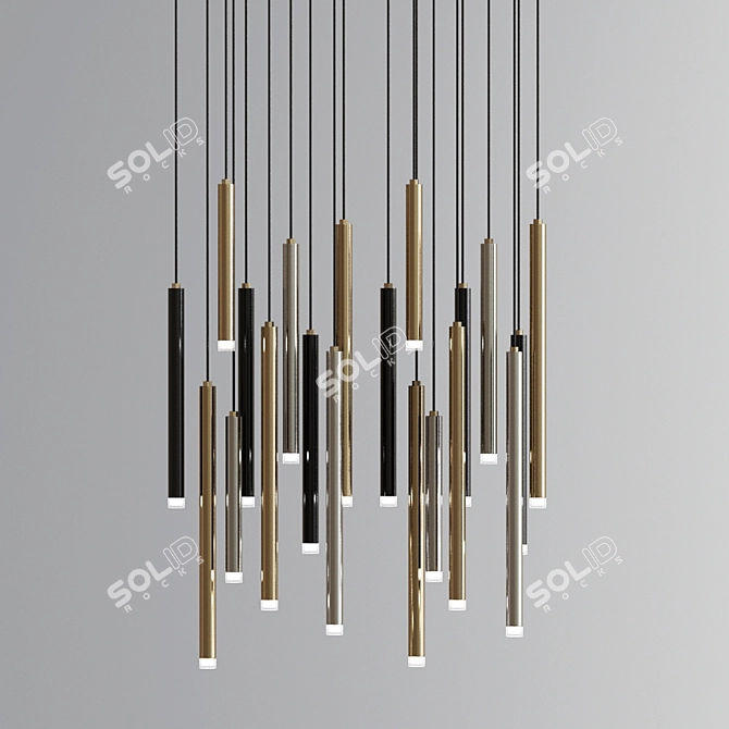 Modern Black Rotatable 8-Light LED Chandelier 3D model image 2