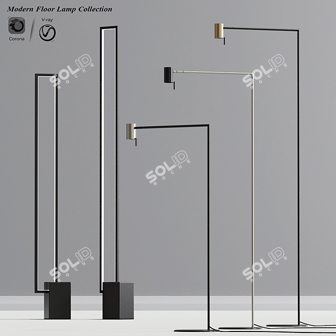 Sleek Nordic Floor Lamp 3D model image 1