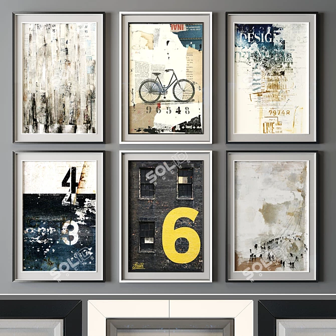 Modern Art Frame Set 3D model image 1