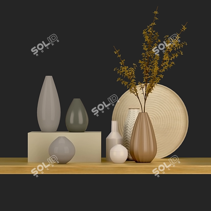 Elegant Vase Set for Stylish Decor 3D model image 2