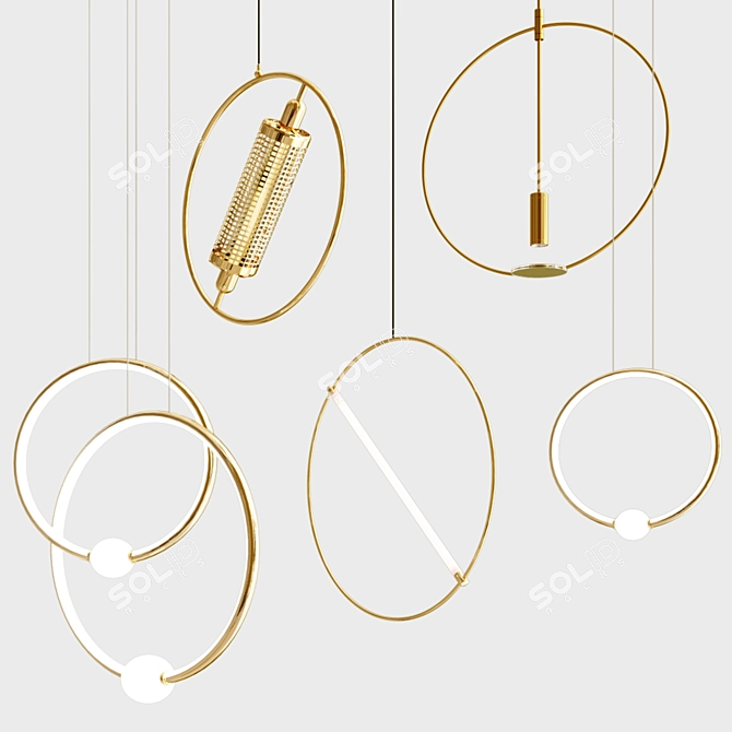 Elegant Pendant Chandelier Collection 3D model image 1