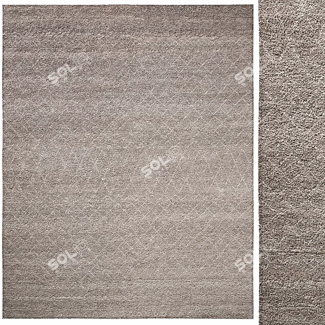 Etched Hand-Knotted Wool Rug - Timeless Elegance 3D model image 1