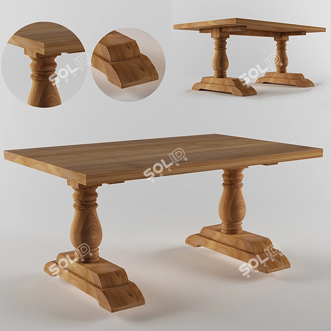 Modern Russian Oak Table 3D model image 1