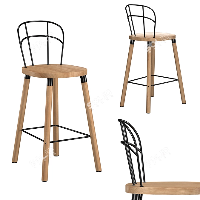 Industrial Partridge Bar Chair: Stylish and Sturdy 3D model image 1