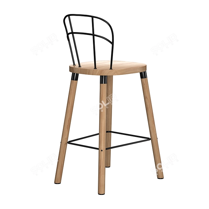 Industrial Partridge Bar Chair: Stylish and Sturdy 3D model image 4