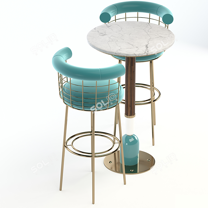 Mezzo Berry Bar Chair & Foster Bar Table 3D model image 4