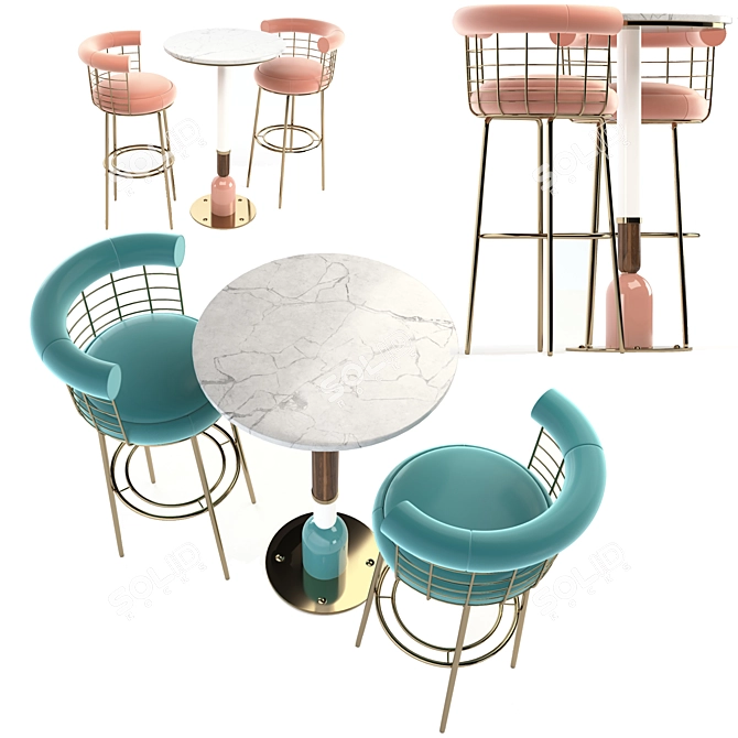 Mezzo Berry Bar Chair & Foster Bar Table 3D model image 6