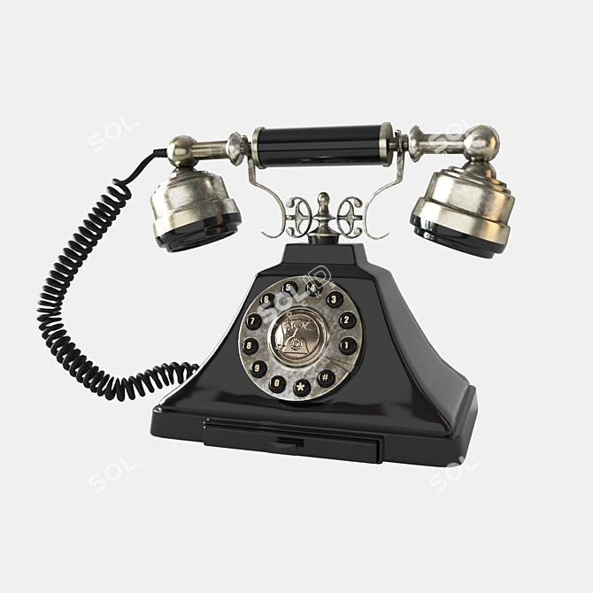 Vintage 1930s Black/Brass Phone 3D model image 2