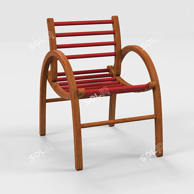 Elegant Wood Chair 3D model image 1