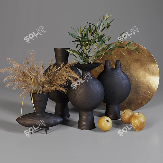 Autumn Bronze Decor Set 3D model image 1