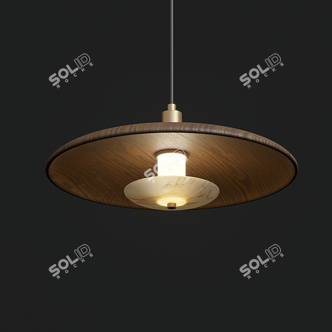 Natural Wood and Textured Marble Lamps 3D model image 1