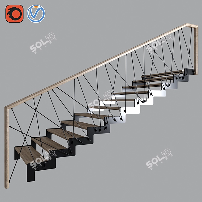 12-Step Staircase 3D model image 1
