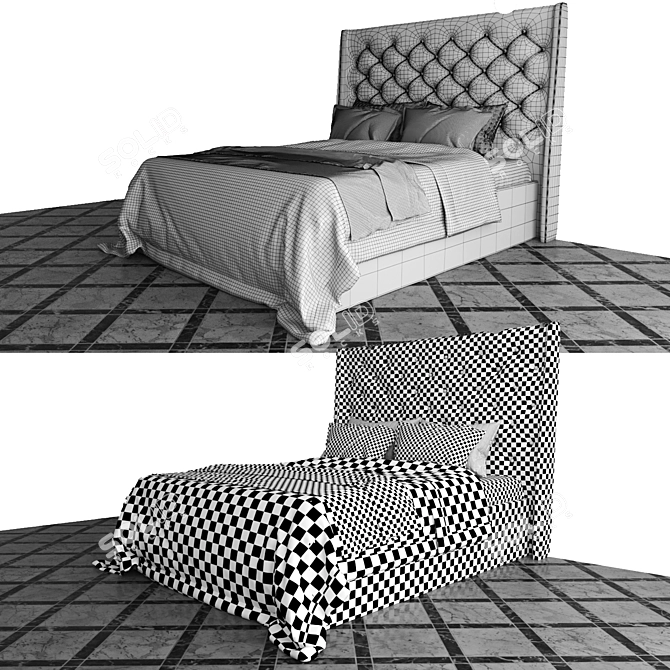 Sleek Corona Render Bed Frame 3D model image 2