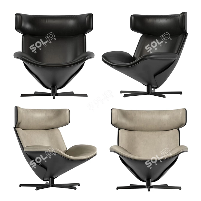 Sleek Leather Almora Armchair 3D model image 1