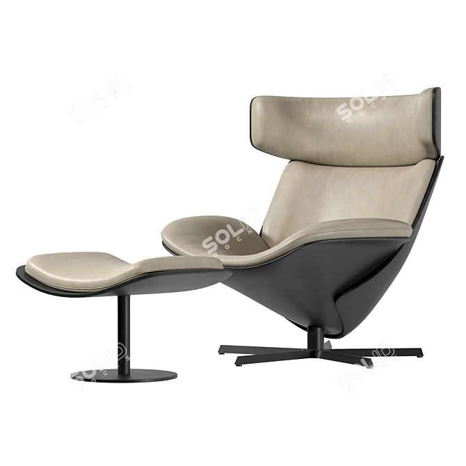 Sleek Leather Almora Armchair 3D model image 5