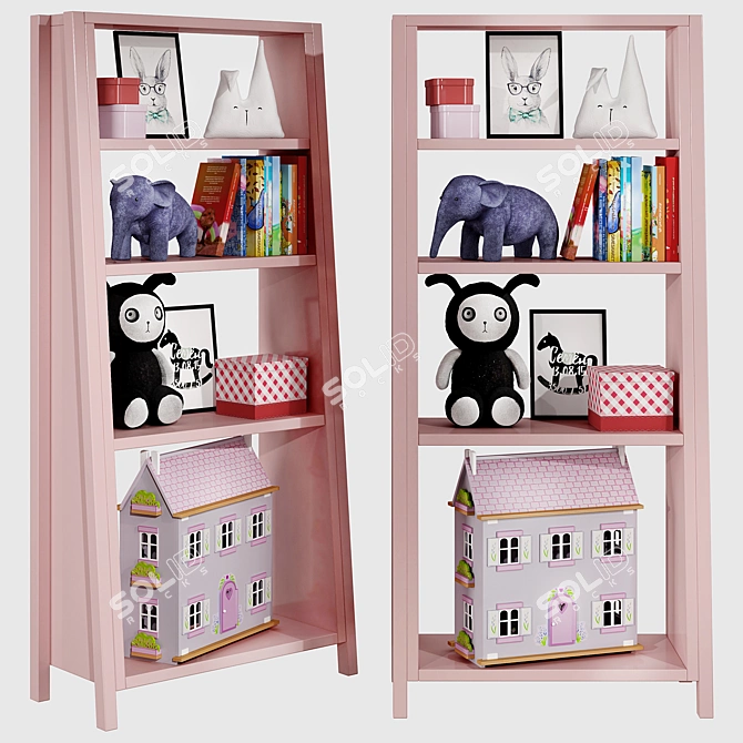 Sleek Kids Bookshelf Set 3D model image 1