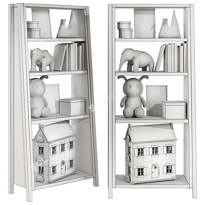 Sleek Kids Bookshelf Set 3D model image 3