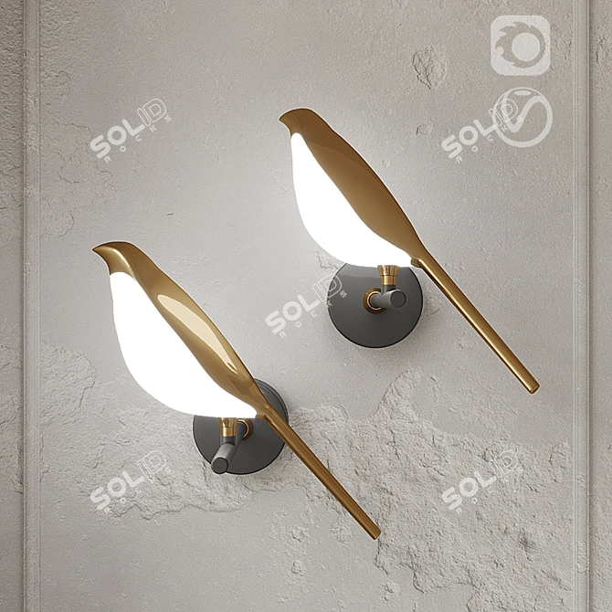 Elegant LED Bird Wall Lamp 3D model image 3