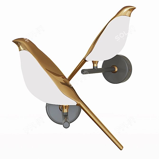 Elegant LED Bird Wall Lamp 3D model image 4
