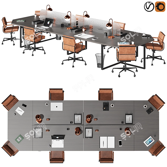 Sleek Office Essentials Set 3D model image 2