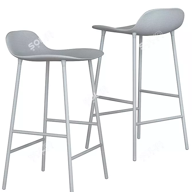 Sleek Steel Form Barstool 3D model image 1