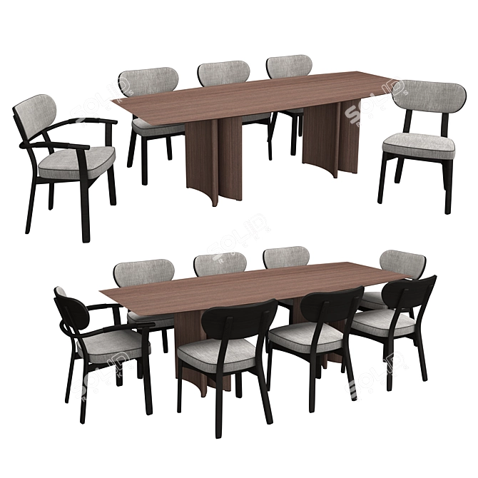 Sophisticated Porada Alan Table & Evelin Chair 3D model image 1