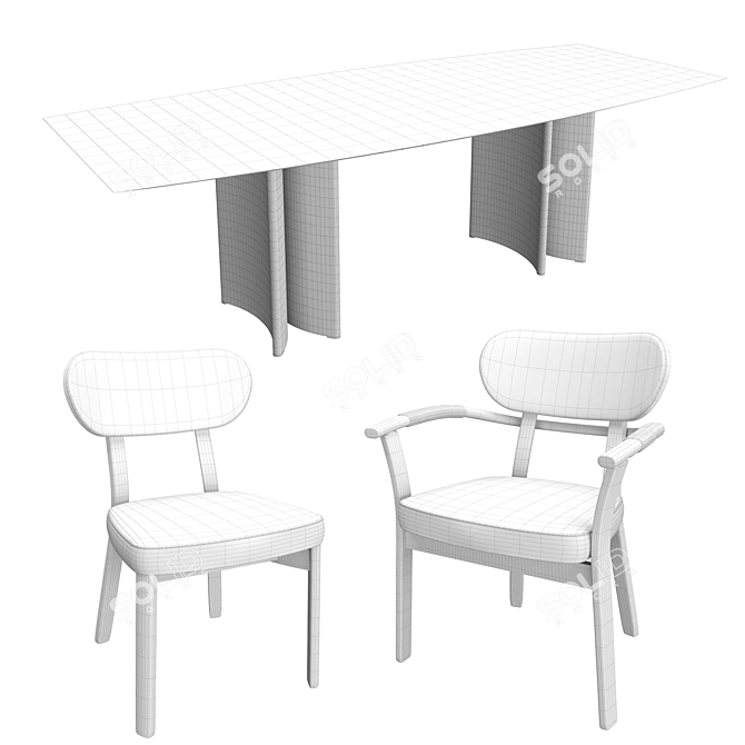 Sophisticated Porada Alan Table & Evelin Chair 3D model image 3