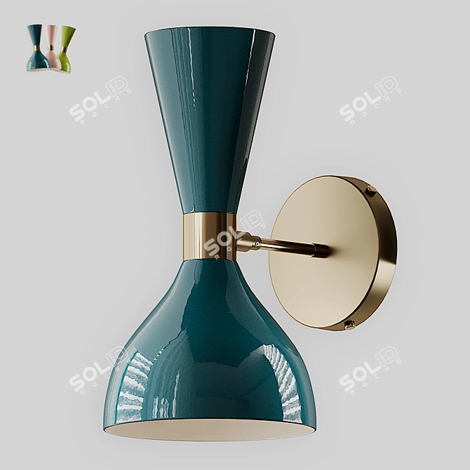 Italian Brass Enamel Ludo Sconce 3D model image 1