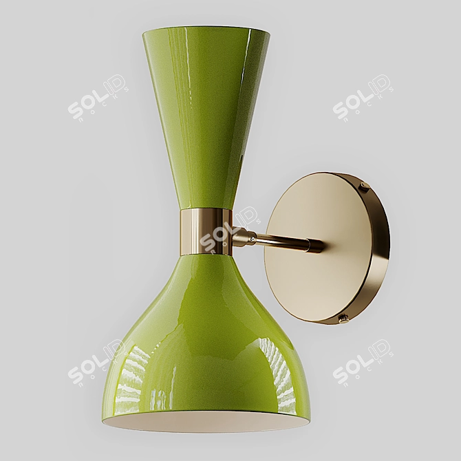 Italian Brass Enamel Ludo Sconce 3D model image 2