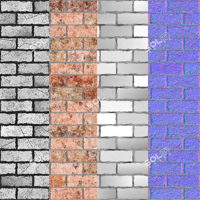 Realistic Roman Brick Texture 3D model image 3
