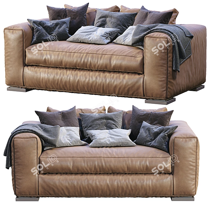 Modern Leather Reclining Sofa 3D model image 1