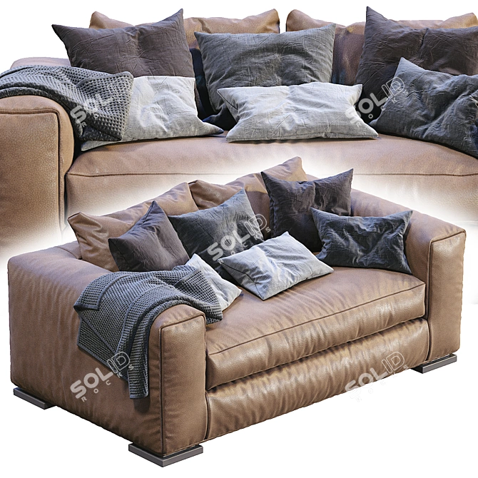 Modern Leather Reclining Sofa 3D model image 2