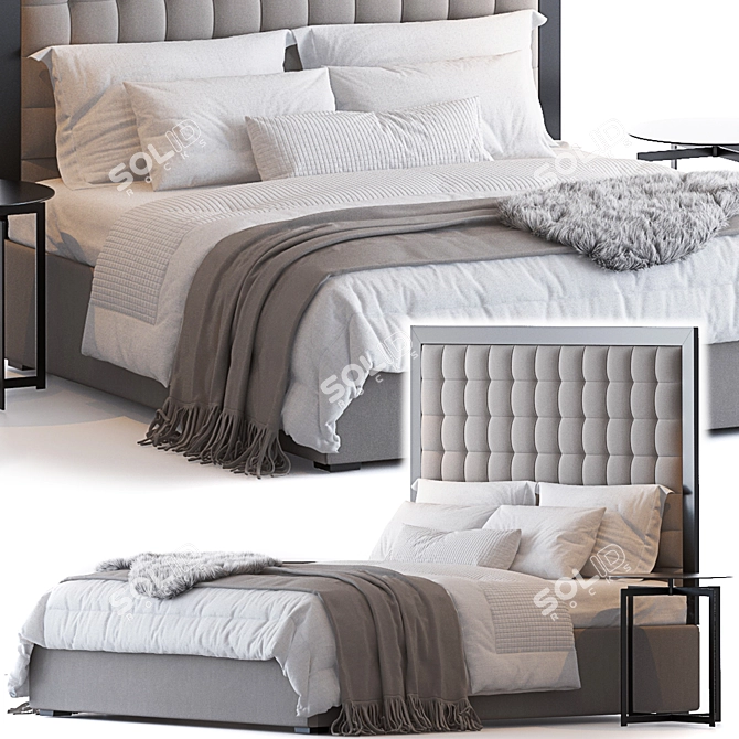 Luxury CAFARO Bed - LONDON Collection 3D model image 1